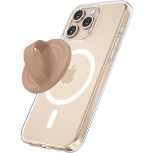 Magnetic Phone Grip Holder Compatible with MagSafe, Ultra Thin Silicone Finger Loop Ring Magnetic Grips for Back of Phone for iPhone Pro Max/Plus/16/15/14/13/12 Series, Dune Brown