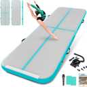 13ft Inflatable Gymnastics Tumbling Mat 4" Thick Air Tumble Track Gymnastics Training Mat with Electric Air Pump for Home Use/ Tumble/ Gym/ Exercise/ Training/ Cheerleading/ Yoga/ Water(4M Green)