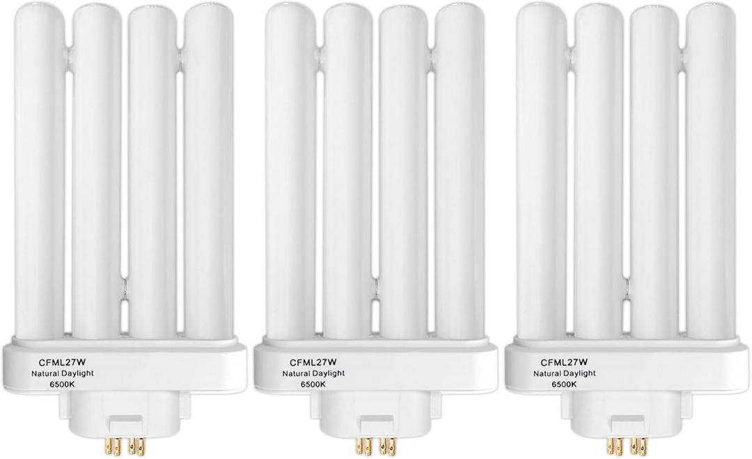 CFML27VLX Replacement Bulb for Verilux CFML27VLX 27 Watt Fluorescent Bulb, Natural Daylight,4-Pin GX10Q-4 Base, 6500K Daylight, 3 Pack