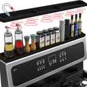 30 Inch Silicone Stove Top Shelf Magnetic for Kitchen, Strong Magnetic Heat Resistant Spice Rack Organizer for Over Stove Oven - (Black)