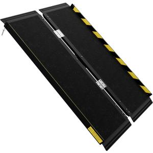 4FT Black Portable Wheelchair Ramp for Home Steps, Non-Skid Aluminum Ramp