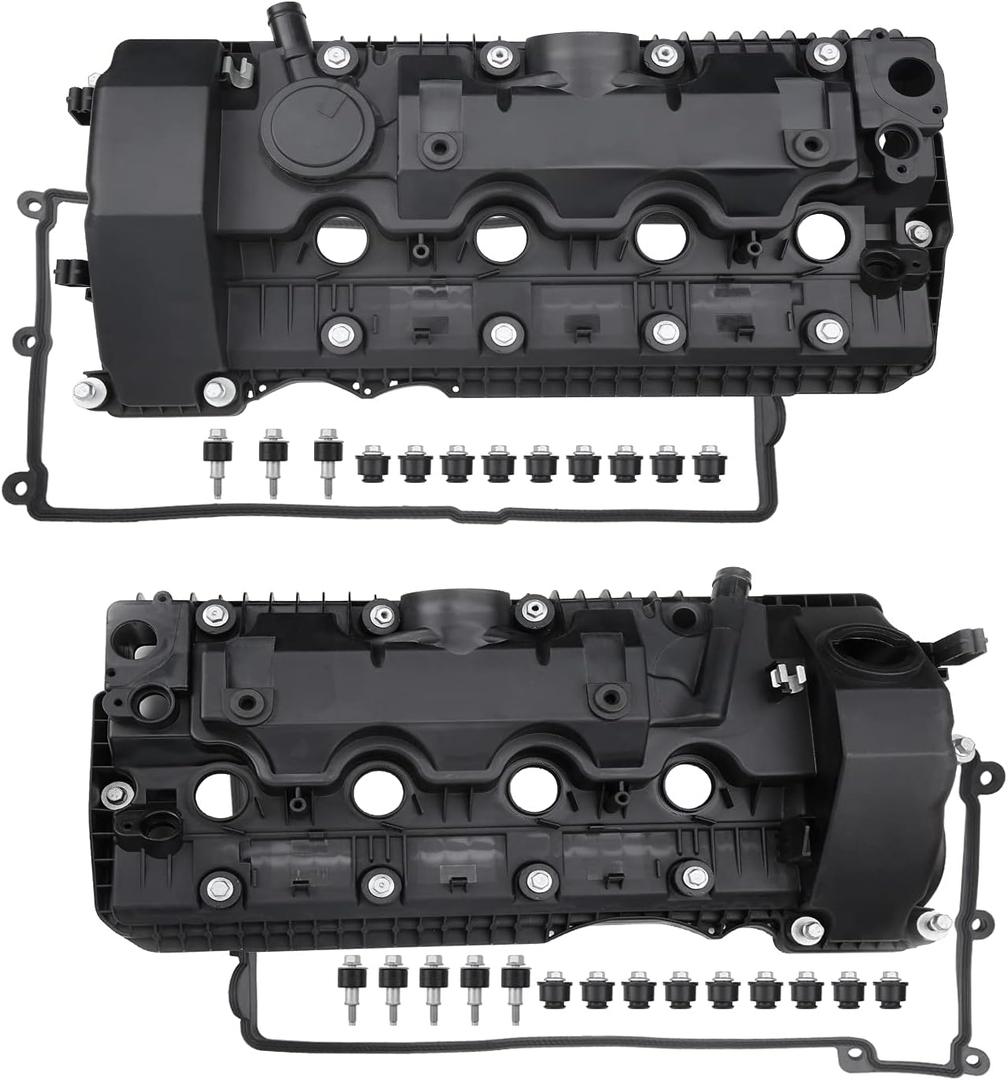 MITZONE N62 Valve Covers Set with Gaskets & Bolts Compatible with 2004-2010 BMW X5 550i 545i 650i 745i 745Li 750Li 4.4L 4.8L V8 Replace 11127522159 11127563474