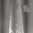 Wireless Keyboard and Mouse Combo - Full Size Slim Thin Wireless Keyboard Mouse with Numeric Keypad 2.4G Stable Connection Adjustable DPI (White & Silver)