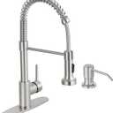 HGN Kitchen Faucet with Soap Dispenser,Commercial Single Handle Kitchen Sink Faucets for Farmhouse Camper Laundry Utility Rv Wet Bar Sinks Brushed Nickel