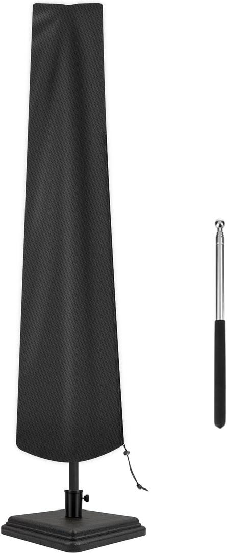 Patio Umbrella Cover Waterproof Umbrella Covers for Outdoor Umbrellas for 7 to 9Ft Umbrellas Protective Garden Market Parasol Umbrellas with Zipper and Rod, Black