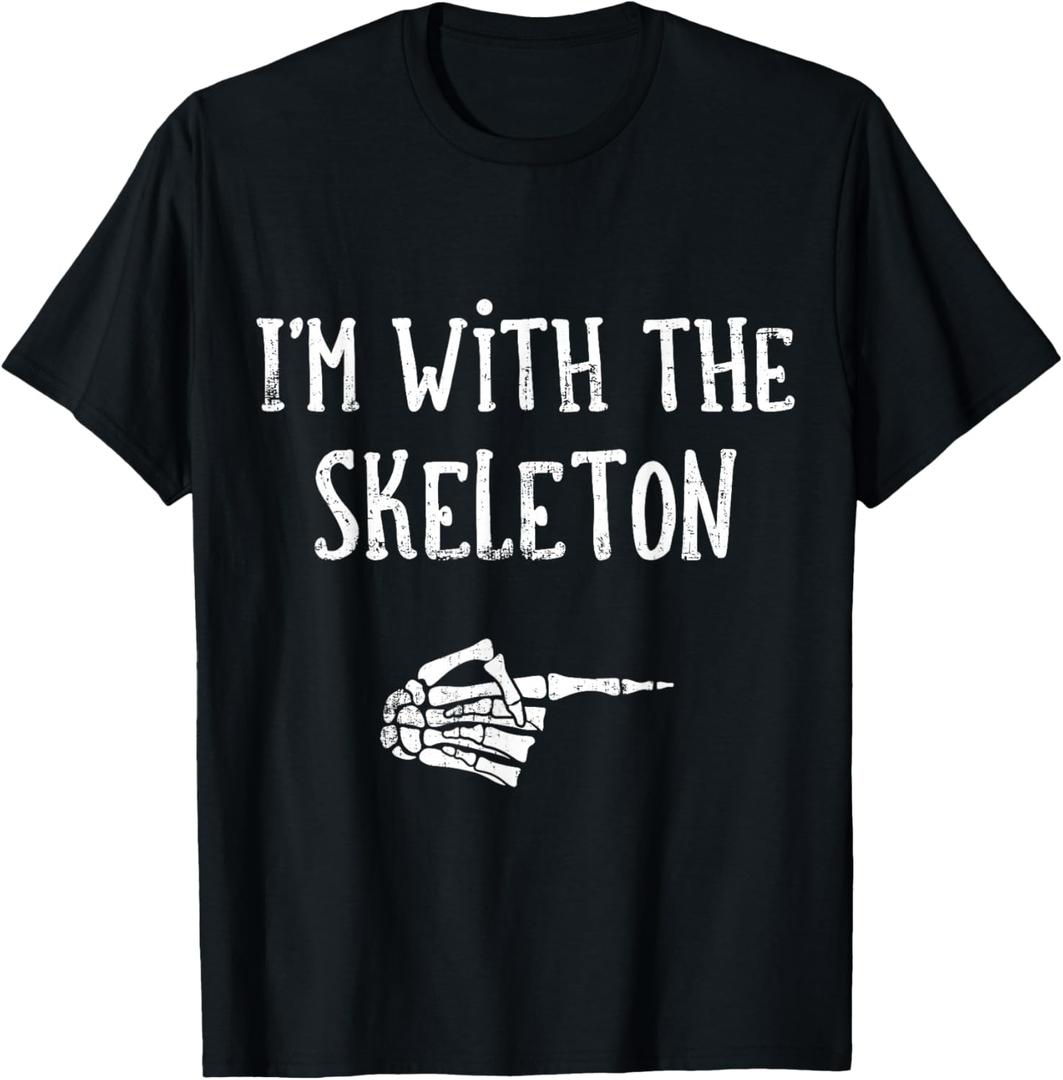 I'm with The Skeleton Matching Couple Costume Halloween T-Shirt S