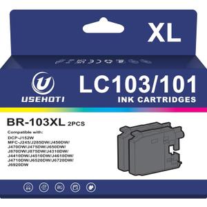 LC103XL Compatible Black Ink Cartridges Replacement for Brother LC103 LC101  High Yield Color Ink Works with Brother MFC-J450DW Printers (1 Black)