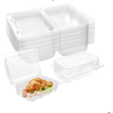 TOFLEN Disposable Sturdy Plastic Hinged Food Containers with Clear Lids (80 Pack) Clamshell Take Out Loaf Containers 7.2x4.7x3 Inches To Go Dessert Box Cake Slice Salad Pastry Sandwich Container
