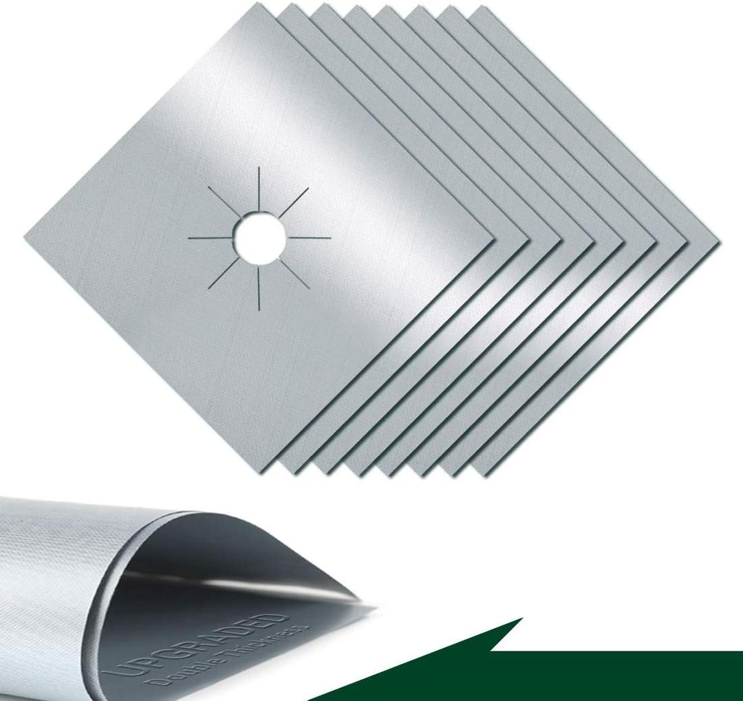 Stove Top Covers for Gas Burners, Stove Burner Covers Heat Resistant, Forsisco Reusable Gas Stove Burner Liners, Easy to Clean Stove Top Protectors Guard for Kitchen Gas Ranges (8pcs Silver)