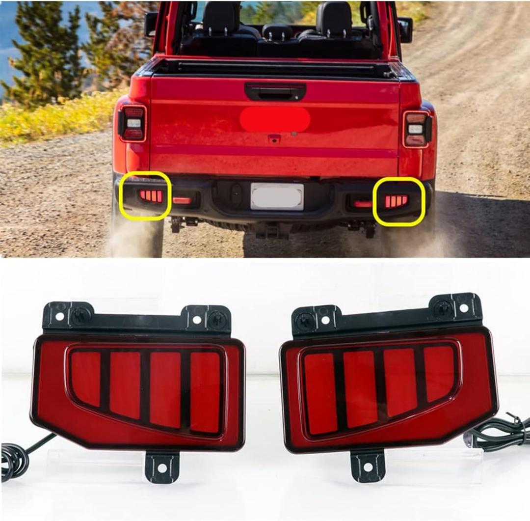 Compatible With Jeep Gladiator 2019 2020 2021 2022 2023 LED Rear Bumper Reflector Light Fog Lamp Brake Light Dynamic Turn Signal Reflector Driving Lights