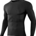 Dalavch 2 Pack Men’s Compression Shirts Long Sleeve Athletic Workout Rash Guard Gym Active Sports Undershirt Base Layer Top, Black & Blue, M