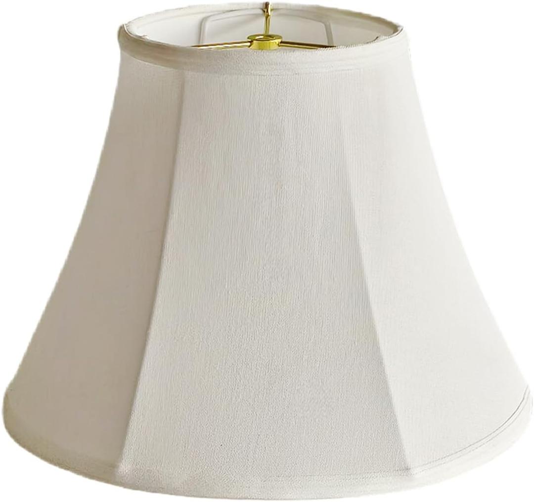 Bell Lamp Shades, 6.7" x 13" x 9.5" Replacement Lampshades for Table & Floor Lamp, Natural Linen Hand Crafted Lamp Shades for Bedroom, Living Room (White, Meduim Bell-1 Pack)