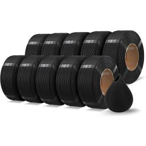 OVERTURE 10KG Bundle High Speed PLA Filament Refill 1.75mm 3D Printer Filament, 10 Pack 1kg (2.2lb) Refilament for Bambu Lab Reusable Spool, Fit Most FDM 3D Printers (Black*10)