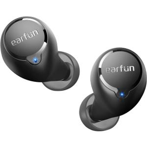 EarFun Free 2S Wireless Earbuds, [Upgraded Version] Bluetooth Earbuds with Deep Bass, 4 Mics for Clear Call, Customizable EQ App, IPX7 Waterproof in-Ear Headphones, 30H Playtime, Wireless Charging (Black)
