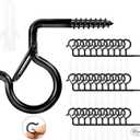 30 Pack Q Hanger Hooks with Safety Buckle, Windproof Screw Hooks for Hanging Outdoor String Lights, Ceiling Hooks for Plants, Christmas Lights & Patio Lights, Cups, 2.2 in