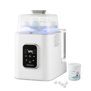Baby Bottle Washer, Sterilizer & Dryer - All-in-One Pro Cleaning Machine with Fishbone Spray Arm, Self-Cleaning & AUTO Mode, Dual Water Inlet for Bottles, Breast Pump