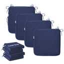 IPYNBAP 19x19x3 Inch Outdoor Chair Cushion Cover Set of 4, Water-Resistant & Fade-Resistant Patio Seat Cushion Cover, Replacement Cushion Covers for Chairs with Handle and Ties, 4 Pack, Navy Blue