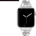Secbolt Bling Bands Compatible with Apple Watch Band, Women iWatch, Dressy Jewelry Metal Wristband Strap Diamond Rhinestone, Size: 38mm/40mm/41mm/42mm(Series 11/10)