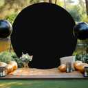 Gallety 7.2 FT Black Round Backdrop Cover for 5ft to 7.2ft Circle Arch Stand - Adjustable Circle Arch Backdrop Cover for Wedding Arch Birthday Party Photography Decoration