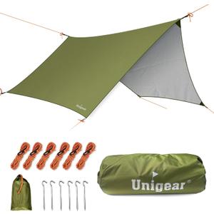 Unigear Hexagon Hammock Rain Fly, 12x10FT Multifunctional Waterproof Camping Tarp,Lightweight and Compact Tent Tarp for Backpacking, Hiking, Traveling (Green)