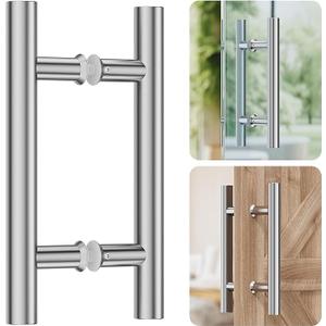 Handle, H-Shaped Shower Door Handle Replacement, For Glass and Wood Doors, 304 Stainless Steel, Brushed Nickel Finish, Easy Installation,Chamfered Edges for Safety