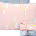Salt Earth 100% Cotton 210TC Kids Bedsheet, Twin Sheets Set for Toddler Bed, 3 Piece Bedding Set Including Flat Sheet, Fitted Sheet, and Pillowcase, Themed Cute Sheets, Playful Kids Bed (Unicorn Rainbow)