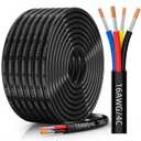 16 Gauge Wire 4 Conductor Electrical Wire, 16 AWG Tinned Copper Stranded PVC Cable, IP68 Waterproof/Flexible/Low Voltage Cord for Automotive, RV, Marine, Solar, LED Lighting(30FT)