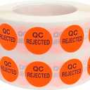 InStockLabels.com Quality Control Rejected Stickers, QC Tester Labels on Fluorescent Red Paper, Suitable for Warehouse and Manufacturing, 1/2 Inch Round, 1000 Labels Per Roll, Case of 5 Rolls