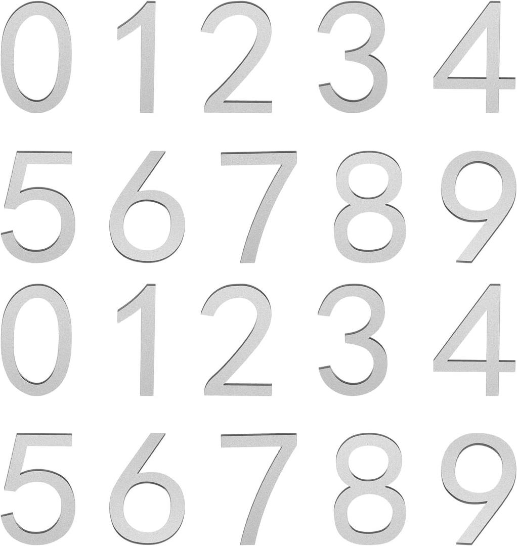 uxcell 20Pcs Self Adhesive Mailbox Numbers, 2.8" Acrylic Door Address Sign Stickers, Raised 3D Effect, for Residence, Apartment, Office Room, Mailbox (Number 0-9, Silver Tone)
