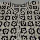 GORGLITTER Women's Crochet Cropped Vest Boho Colorful Knit Sleeveless Button Up Vintage Cardigan Western Cowgirl Tops, Size M