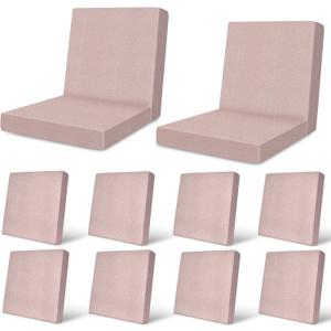 pickyNproud 12Pcs Patio Cushion Covers Stretch Outdoor Couch Cushions Slipcovers Replacement Washable Furniture Protector with Elastic Bottom Sofa Chair Seat Cover, Blush Khaki