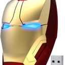 Wireless Iron Man Mouse 2.4G Optical Computer Mouse for Desktop Laptop PC Mac (Gold)