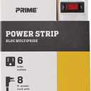 Prime Wire & Cable PB801115 6-Outlet Power Strip with 14-3 SJT 8-Feet Cord,White