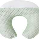 Nursing Pillow and Positioner Breastfeeding and Bottle Feeding, Propping Baby, Tummy Time, Sitting Support, with Removable Polyester Cover, dots Fabric, for Baby Boy Girl(Bay) (22 X 17.7 X 5.9 Inch, Green)