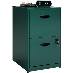 2 Drawer File Cabinet with Lock, Office File Cabinet with Drawers for Under Desk, Small Filling Cabinet for Home Office, Green, Assembly Required
