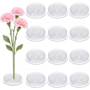 Waydress 12 Pcs 2.8 Inch Plastic Flower Frog Flower Pins Floral Frog for Arrangements Vase Japanese Ikebana Kenzan Floral Arrangement for Crafts Fixed Tools, Wedding Decor, Mother's Day Gifts (Clear)