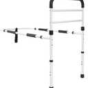 FSA/HSA Eligible, Vaunn Medical New Adjustable Bed Assist Rail Handle (Passed ASTM F3186–17 Safety Standard) and Hand Guard Grab Bar, Bedside Safety and Stability (Tool-Free Assembly), White/Black