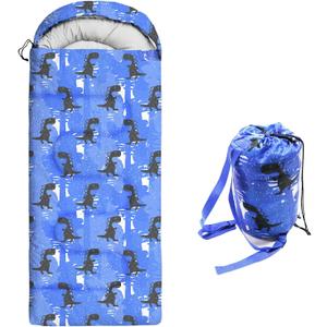 Kids Sleeping Bags - Camping Sleeping Bags with Carry Bag - Compact Sleeping Bag for Hiking, Backpacking 3 Season Warm & Cool Weather, Lightweight Waterproof Outdoor Travel for Boys Girls (Blue)