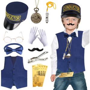 Kyson Train Conductor Costume 21Pcs Express Engineer Costume Accessories for Halloween Christmas Career Day Kyson Train Conductor Costume 21Pcs Express Engineer Costume Accessories for Halloween Christmas Career Day