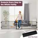 127.5" Extra Wide Baby Gate for Fireplace Christmas Tree, Configurable 5 Metal Panels Baby Fence, Child Gate for Wide Openings with Anti-Trip Pedal, Long Kid Gate for Dog Pet, 28'' Tall Black