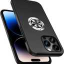 PELEPUES Shockproof Case for iPhone 14 Pro Max, [Embedded Finger Ring] Military Grade Phone Case Cover with Reinforced Metal Stand Kickstand [Support Magnetic Car Holder] for iPhone 14 6.7'', Black