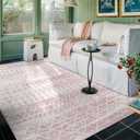 5x7 Machine Washable Area Rug for Living Room, Pink Vintage Moroccan Rug Large Non-Slip Low Pile Soft Faux Wool Carpet, Kids and Pets Friendly for Bedroom Dining Room Farmhouse Home Decor Rug