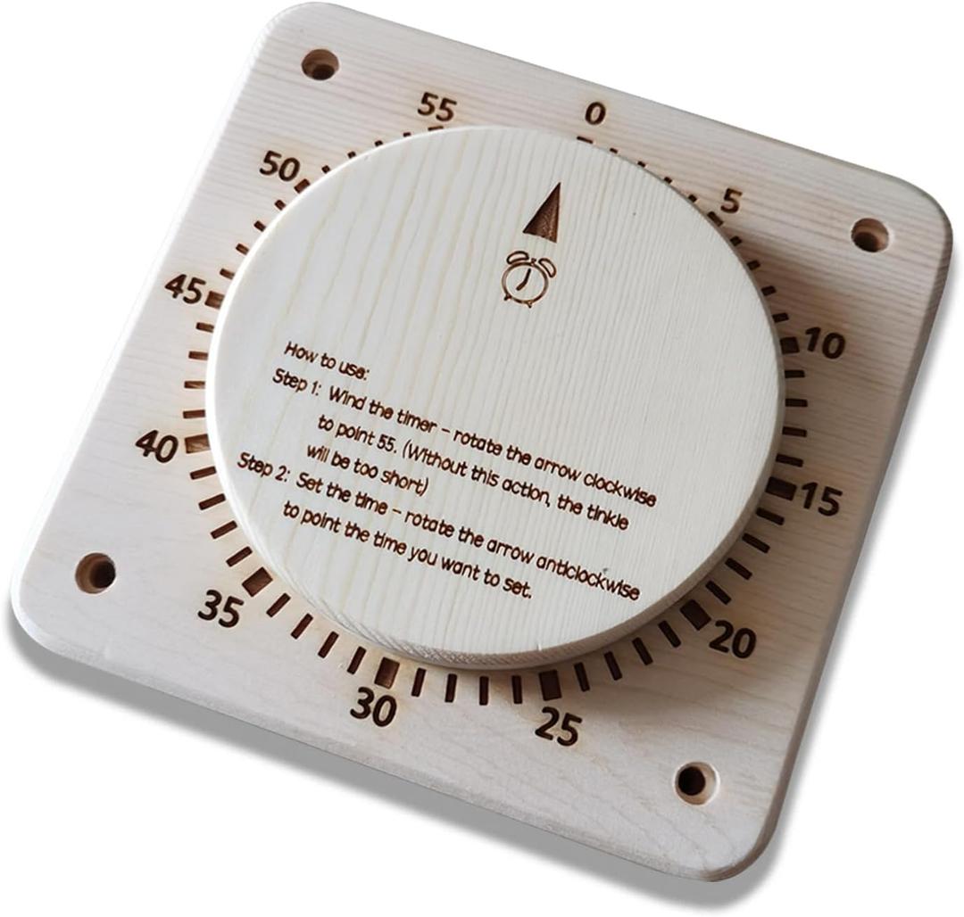 55 Minutes Sauna Timer Self-Driven MechanicalCore Timer for Sauna Room and SPA Room No Need Battery Sauna Accessory