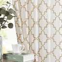 jinchan Linen Curtains Moroccan Trellis Print Taupe Curtains 2 Panels Rod Pocket Geometric Lattice Light Filtering Drapes Taupe on White, W50 x L84