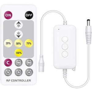 EMITEVER RF Remote Dimmer for Single Color LED Strip Lights,14-Key Wireless Remote and Controller,Work with DC 5-24V LED Products,Timer Function