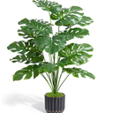 florisso 28" Artificial Monstera Plant Tall Fake Faux Plants Indoor Outdoor Tree for Living Room Home House Decoration