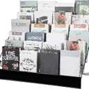 Queekay 6 Tier Wire Countertop Rack black Comic Book Holders Wide Wire Magazine Rack Tabletop Display Stand for Table Top Book Brochure Literature Comic Greeting Card Shelf Holder Stand