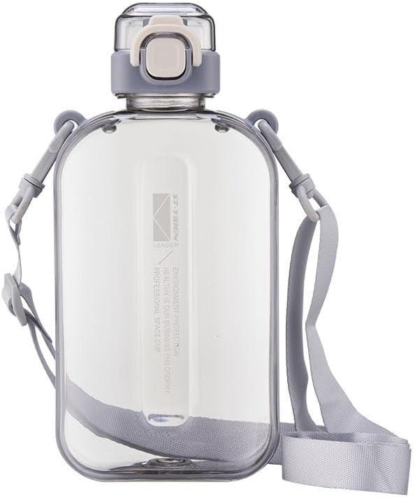 24 oz Flat Water Bottle Travel Flask Portable BPA Free Square Water Bottle Leakproof Large Water Bottles for Bag Travel Sports(Grey)