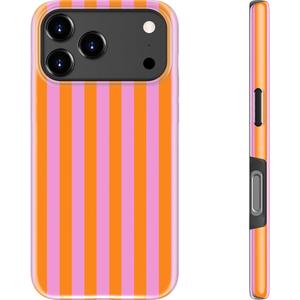 DEENAKIN for iPhone 17 Pro Case - Wireless Charging Compatible - Dual-Layer Hard Shell & Silicone Cover - Protective Phone Case with Trendy Cute Designs for Women - Vibrant Stripe
