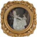 Vintage Picture Frames 3x3 Round Gold - Antique Ornate Small Picture Frames with Hooks and Easel Stand Wallet Size Victorian Decor for Gallery Wall and Tabletop